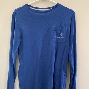 Vintage Whale Long-Sleeve Pocket Tee, blue size XS